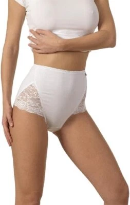 6 Culotte maxi vita alta da donna cotone elastisco Snelly slip alto pizzo S401 - Image 1 of 4