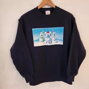 VTG Disney Store Christmas Holiday Crewneck Sweatshirt Mickey Mouse Snowman S - Picture 1 of 6