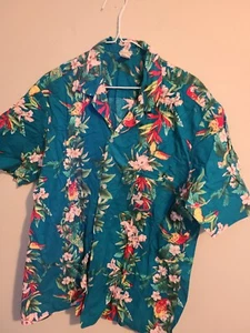 XL VTG. ROYAL CREATIONS Made in Hawaii Large Blue Birds Parrots.  - Picture 1 of 5