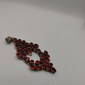 PENDANT.925 sterling silver bezel Set /Red GLASS Stones - Picture 1 of 8