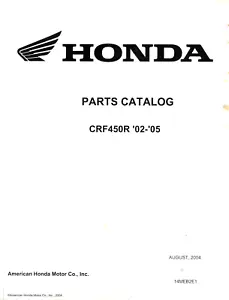 Genuine Honda Dealer/Owner's Parts List/Schematic Manual 2002-2005 CRF450R - Picture 1 of 3