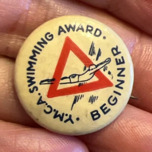YMCA Beginner Swimming Award Pin Button Vintage Collectible Pin back - Picture 1 of 5