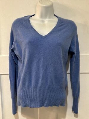 Geneva 100% Cashmere Blue V-neck Sweater Petite L PL - Image 1 of 4