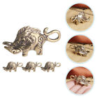  4 Pcs Brass Boar Ornaments Decorative Keychain Charm Mini Pig Statue Figurines