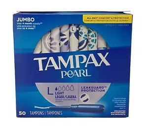 Tampax Pearl Tampons leicht saugfähig unparfümiert - Jumbo 50er Pack - 4 Monatsvorrat - Bild 1 von 6