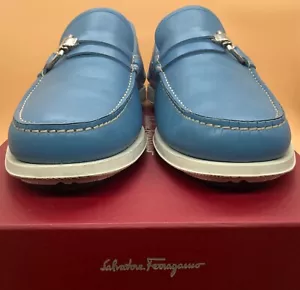 Salvatore Ferragamo Lorien Saxony Blue Loafers Rubber Sole US 7.5 D Italy - Picture 1 of 9