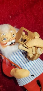 Vintage Annalee doll 18 in tall /Santa Claus with Wooden Toy Train & Paintbrush - Picture 1 of 5