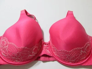 Reggiseno Vanity Fair taglia 38C rosa con ferretto foderato t-shirt spalline regolabili pizzo - Foto 1 di 7