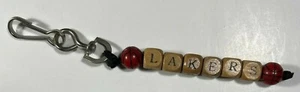 Handmade Lakers Basketball Key Chain Key Ring Dangle Wood Sports - Picture 1 of 2