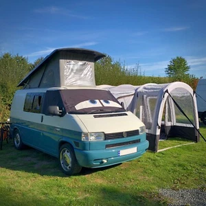 VW T4 Screen Cover Window Curtain Wrap Frost Black Out Blind Blue Eyes Camping - Picture 1 of 20