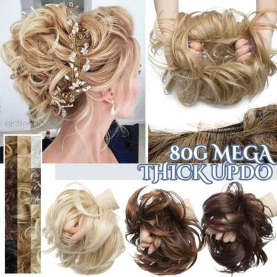 Extensiones de cabello ultra gruesas 80G rizadas desordenadas moño natural 1 pieza Foto 1 de 4