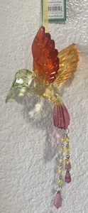 BRAND NEW - Acrylic Hanging Multi-Color Hummingbird w/ Beads Bird Figurine 4.5" - Picture 1 of 6