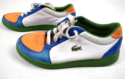 Lacoste Shoes VTG Size 8 USA 00s 4 Tone Blue White Orange Green Sole & Croc - Image 1 of 4
