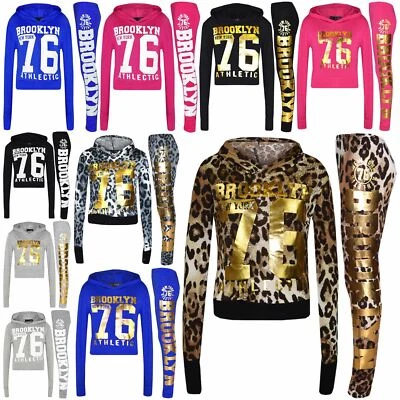 A2Z 4 KIDS® Girls Tops Kids Brooklyn 76 Hooded Crop Top & Legging Lounge Wear Set 7-13 Years