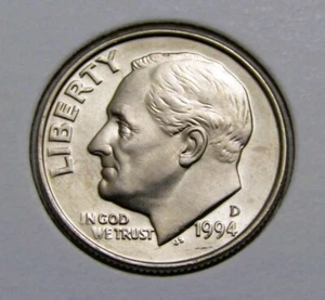 1994 D US Roosevelt Dime 10 Cents Coin - Picture 1 of 2