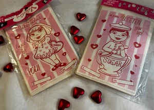 Vintage Style Valentine Treat Bags. 2 Pkgs Of 12. 2 of each character  - Picture 1 of 3
