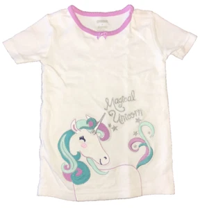 GYMBOREE SZ 5 T-SHIRT 100% COT MAGICAL UNICORN EMBROIDERD APPLIQUÉ SILVER THREAD - Picture 1 of 10
