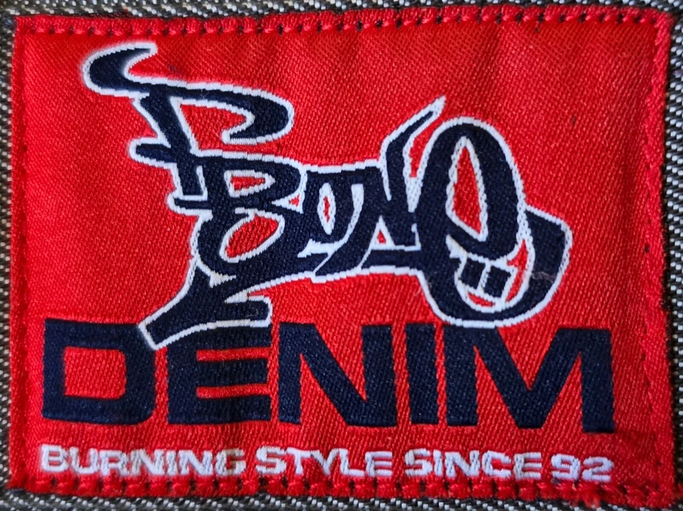 fishBonE Jeans Jacke XL Skater Techno HIP-HOP metallic GLANZ SILVER Y2K 2000er - Bild 1 von 4