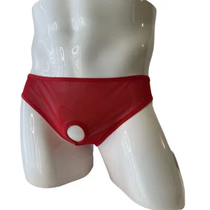 Mens Briefs Red Sheer See Through Medium New With Tags - Picture 1 of 4