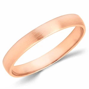 Solid 14K Rose Pink Gold 3mm Brush Finish Men's and Women's Wedding Band Ring - Picture 1 of 4