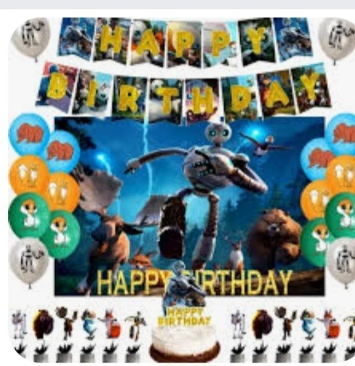 Robot Salvaje Fiesta Decoración Telón de Fondo Globos Pastel TOPPER Banner  Foto 1 de 1