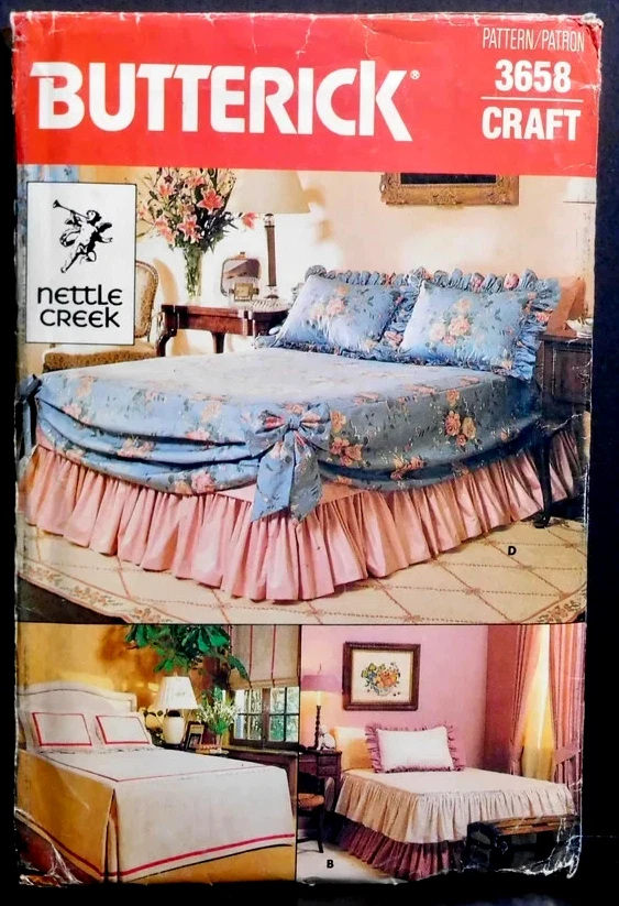 VTG BUTTERICK 3658 Nettle Creek PATTERN 4 Bedspreads 4 Looks 1980's Style Uncut - Image 1 of 3