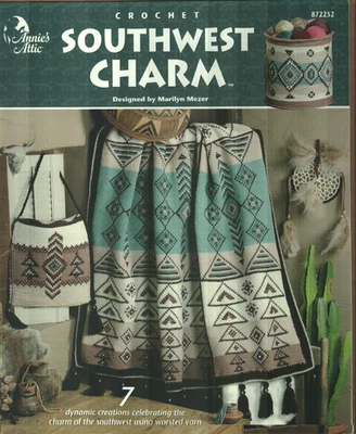 USED SOUTHWEST CHARM AFGHAN TOTEBAG SOCKS ANNIE'S ATTIC CROCHET PATTERN BOOK - Image 1 of 2