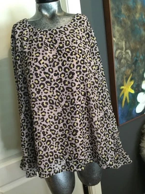 Nanette Lepore леопард длинным рукавом со сборками манжеты Топ/блузка размер XL - Изображение 1 из 4