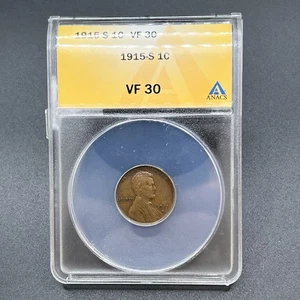 1915-S Lincoln Wheat Cent Penny Graded VF-30 By ANACS.  11XC25 - Picture 1 of 4