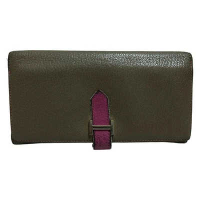 Auténtica billetera larga HERMES Bearn Dupre - Etoupe Rose Tyrien Chevre cuadrada L Foto 1 de 4