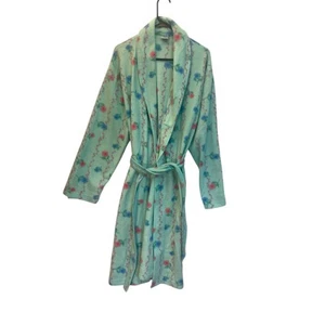 Nick & Sarah Intimates Robe Fleece Womens Size One Size Fits Most blue & Flower - Picture 1 of 5