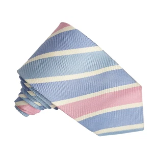 Brooks Brother Silk Tie Striped Light Blue Pink Textured Preppy - Picture 1 of 4