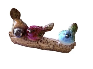 Three Multicolored Ceramic Birds On A 9” Branch Decor - Picture 1 of 10