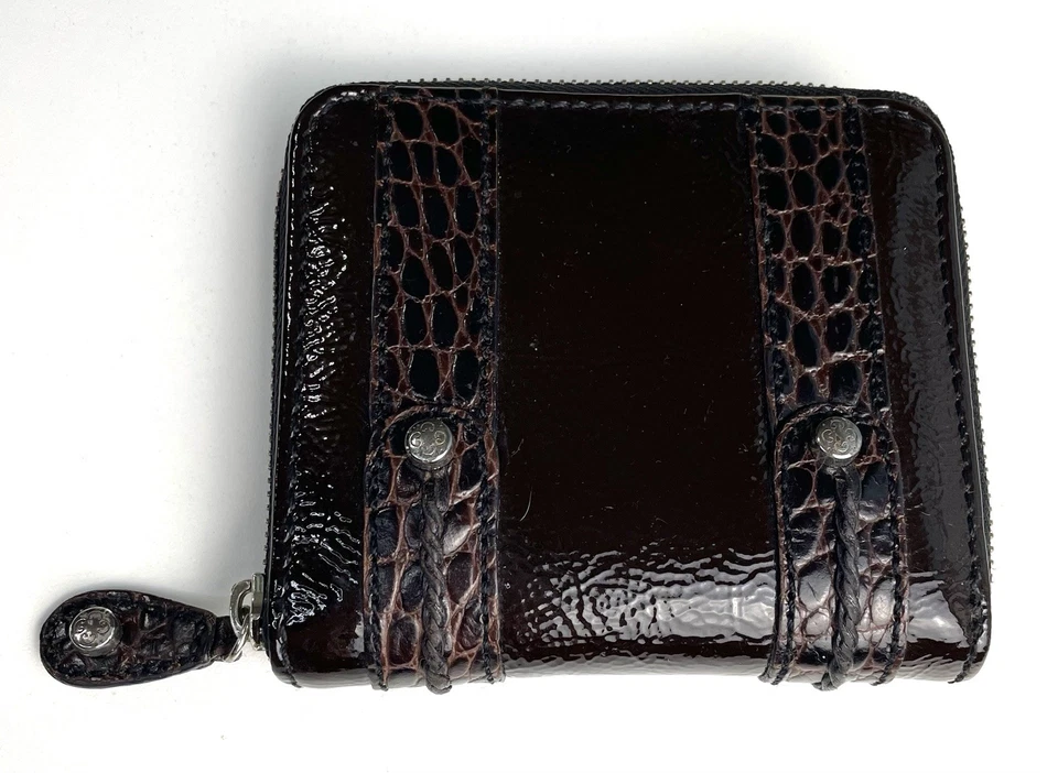 Cartera para tarjetas de cuero marrón Brighton vintage con cremallera alrededor Foto 1 de 4