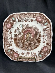 Vintage Johnson Brüder Seine Majestät Türkei Thanksgiving Quadratischer Salatteller 7,5 Zoll - Bild 1 von 15