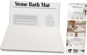 2 Pack Versatile Stone Bath Mat, Non-Slip Super Absorbent set of 2 White-river - Picture 1 of 7