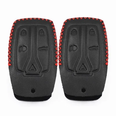 2 piezas de cuero negro para Land Rover LR2 Freelander Discovery 2 5 botones llavero Foto 1 de 4