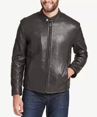 Jaqueta de Moto Marc New York Couro Marrom/Espresso com Zíper Tamanho G Nova Com Etiqueta MSPR $595 - Imagem 1 de 4