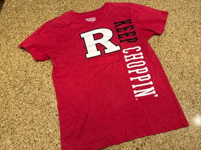 Camiseta para hombre talla mediana Rutgers Keep Chopin roja brezo cuello en V ligeramente usada Foto 1 de 4