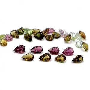 Natural Multi Tourmaline Pear Cut Loose Gemstone 28 Pcs 4.5*6.5-4.5-7 MM 15 CT - Picture 1 of 4