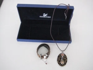 SWAROVSKI CRYSTAL LEOPARD SKIN PRINT DESIGN NECKLACE BRACELET SET BXD JEWELLERY - Picture 1 of 24
