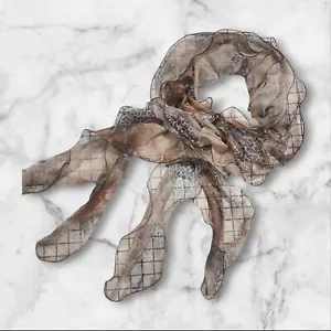 Vintage Animal Print Scarf Elastic Flowy Tattered Ends Simply Savvy Boutique - Picture 1 of 5