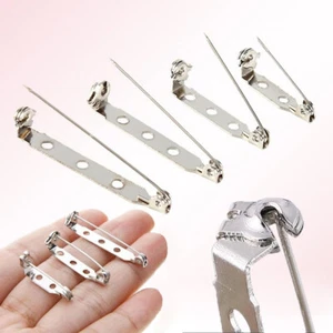 20pcs Plated Iron Brooch Base Back Badge Holder Safe Lock Brooch Pin DIY Jewelry - Picture 1 of 11