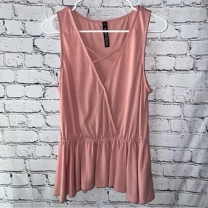 Design Lab Lord & Taylor Blush Pink Babydoll Tank Top Size Medium - Picture 1 of 5
