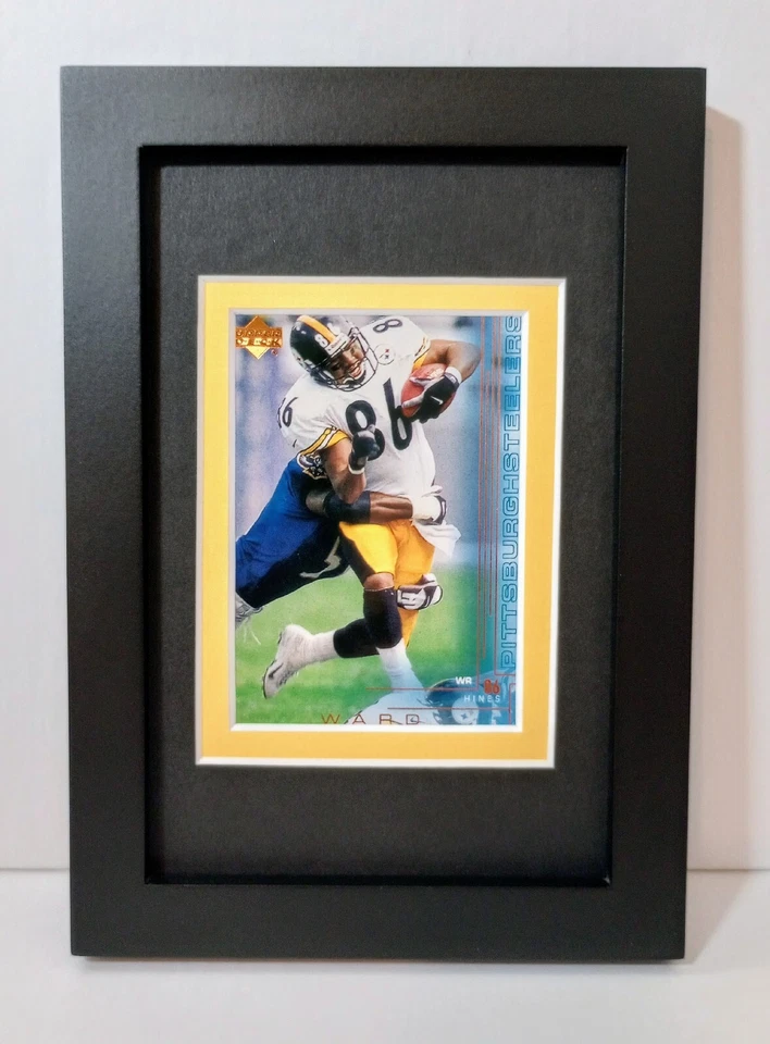 Placa de tarjeta de fútbol americano enmarcada Hines Ward Pittsburgh Steelers 2000 cubierta superior #165 Foto 1 de 4