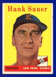 HANK SAUER giants 1958 TOPPS #378 VERY GOOD 