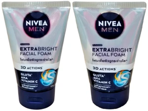 Nivea Men Extra Bright Facial Foam 3D Actions Glutathione AHA Vitamin C 100g * 2 - Picture 1 of 13