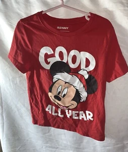 Old Navy Boys 5T Christmas GOOD ALL YEAR Mickey Mouse Tee T-Shirt #21124 - Picture 1 of 3