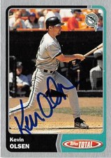 Kevin Olsen autographed baseball card (Marlins) 2003 Topps Total #552 Silver