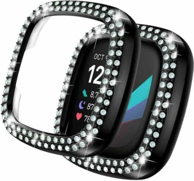 For Fitbit Versa 3 / Sense Bling Diamond Cover Protector Frame TPU Bumper Case - Image 1 of 4